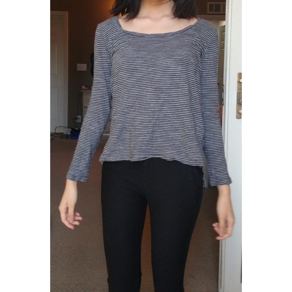 Black and White striped long sleeve top